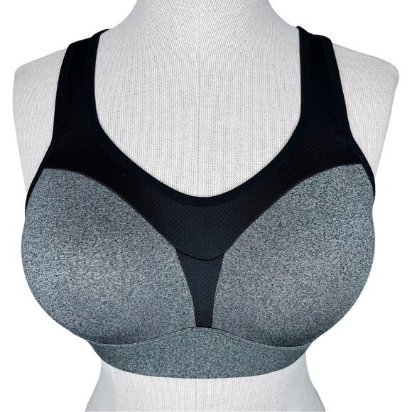 Champion C9 Sports Bra sz 36C * Dark Gray & Black Strappy Racerback No Wire - Picture 1 of 6